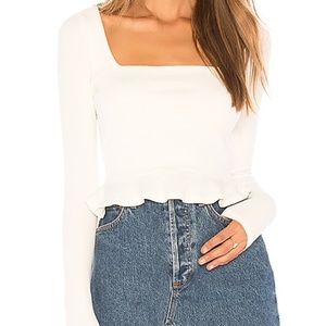 Superdown Priscilla Ribbed Top in White
